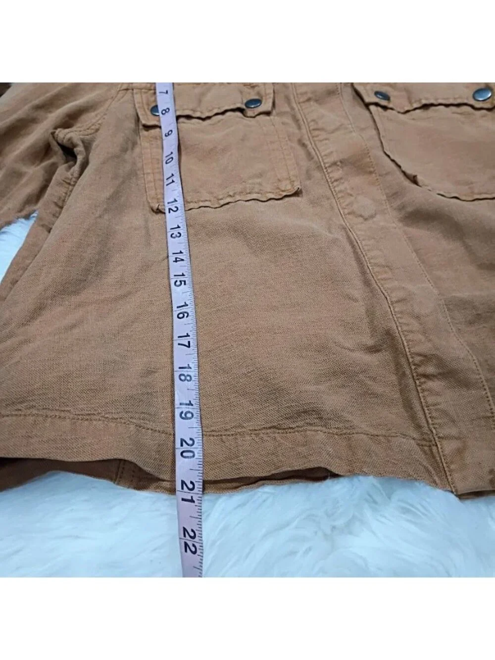 Nicole Miller Hooded Terra Cotta Cropped Linen Lagenlook Jacket Womens Large